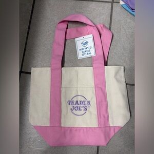 Trader Joe’s Pink Canvas Reusable Tote Bag Mini, New 2026 Pastel Spring Colors